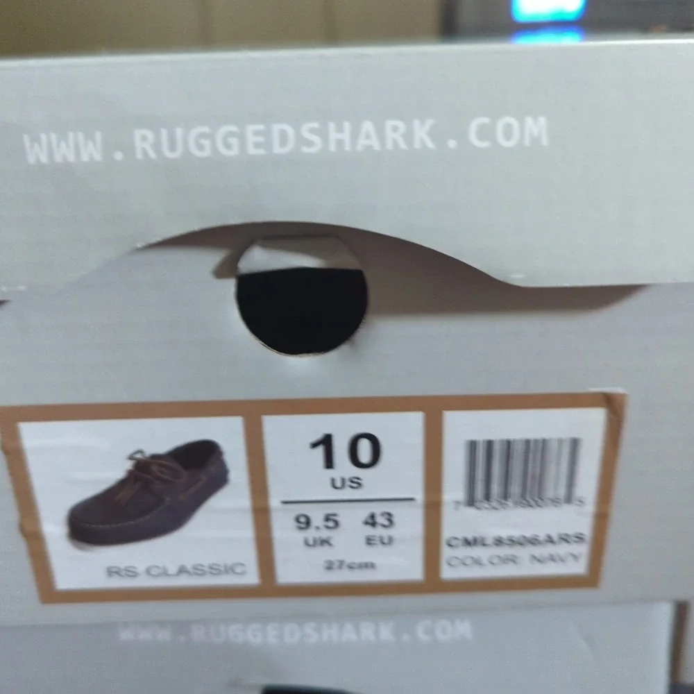 NEW Rugged Shark‎ Men's Classic Boat Shoes, Genuine Leather size 10